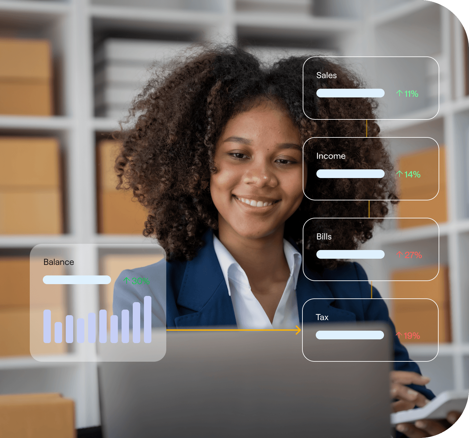 pretty young african american woman with a computer